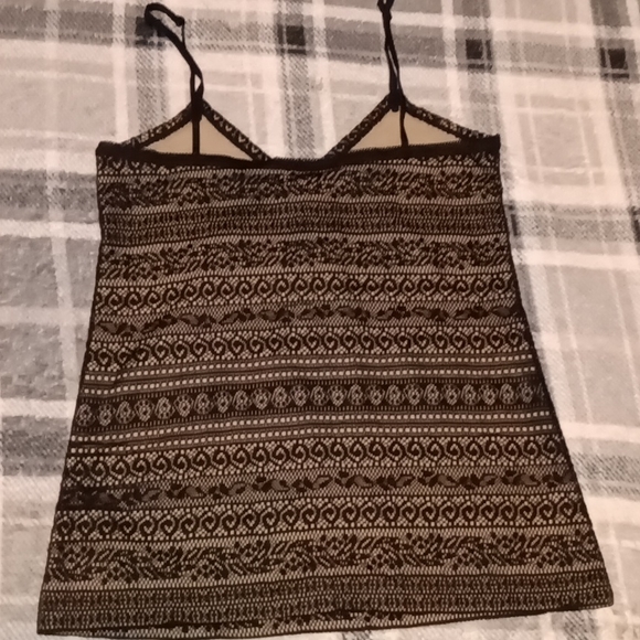 LOFT | Lace Overlay Black and Nude Cami Tank Top Women's Size Small Petite - Picture 2 of 8